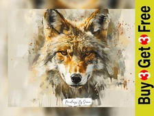 Fierce Wolf Portrait, Impasto Painting Print 5"x7" on Matte Paper