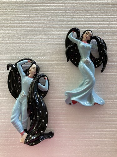 Vintage Ceramic Dancing Performers Set Of 2.