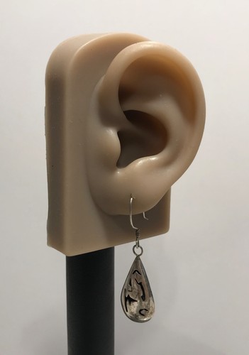 Vintage Sterling Silver Hollow Shadow Box Dangle Teardrop Earrings - Picture 13 of 13