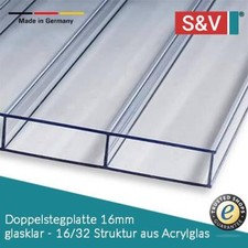Doppelstegplatten Stegplatten 16 mm glasklar Acryl 16/32 Plexiglass® Rohmasse