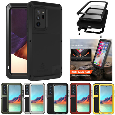 For Samsung S24 FE S23 Ultra S22 Note20 Heavy Duty Metal Armor Rubber Case Cover
