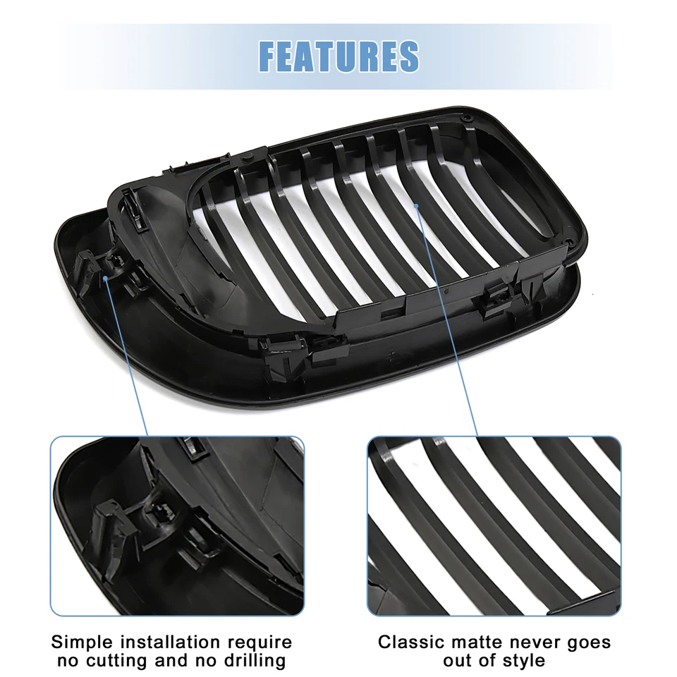 Parrilla mate 2 piezas para BMW E46 4D sedán 318i 320i 323i 325i 328i 2002-2005 Foto 4 de 4