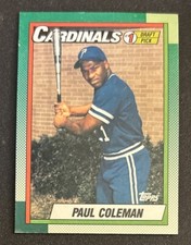 1990 Topps Paul Coleman #1 Baseball Draft Pick Rookie Card RC #654 Cardinals PR