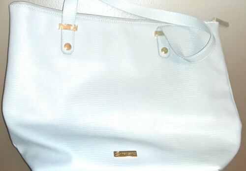 Joy Mangano Large Gray Tote Carry On Travel Bag 100% Leather Pocket Book New - Picture 4 of 14