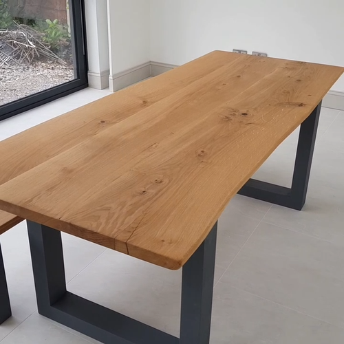 Live Edge Solid Oak Farmhouse Dining Table and Benches  DELIVERY DURING JANUARY - Video 1 of 1