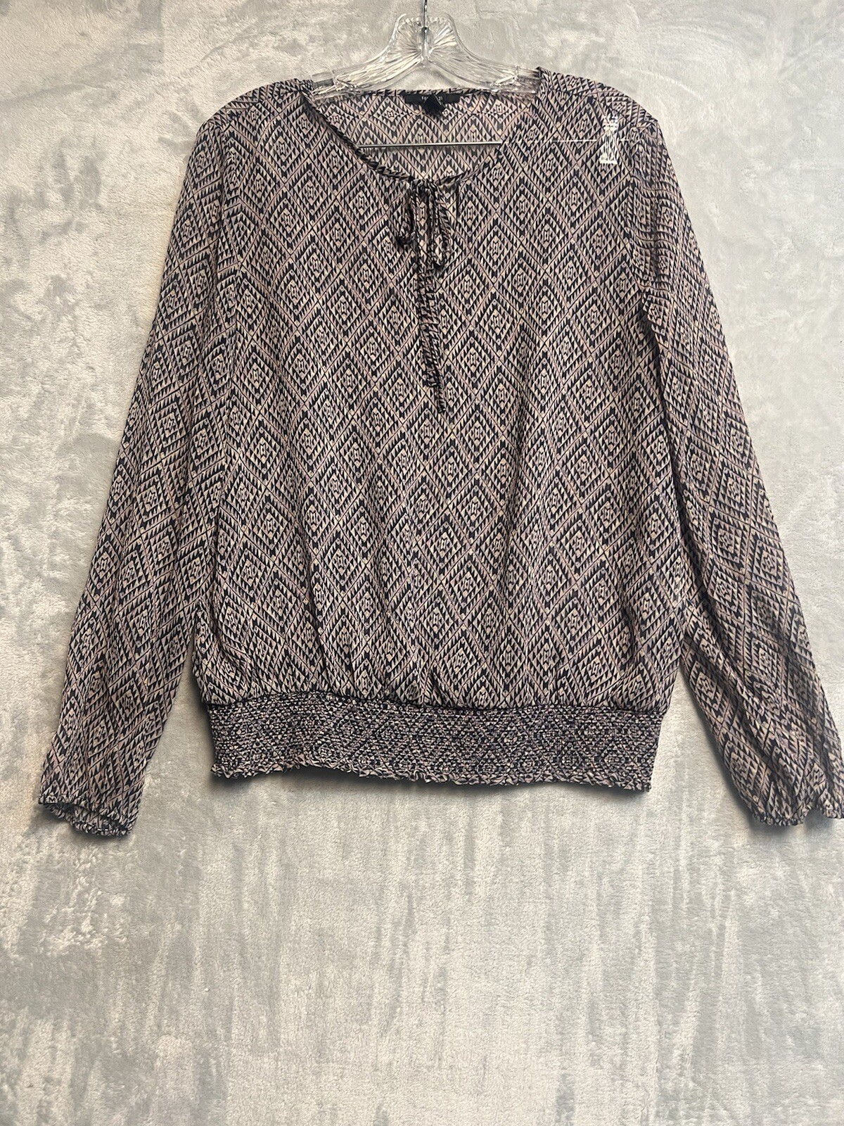 FOREVER 21 Contemporary Long Sleeve Floral Front Tie Top Blouse Women’s Size L