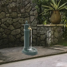 Iron Water Column with Faucet Outdoor Freestanding Retro Decoration Floor Mount
