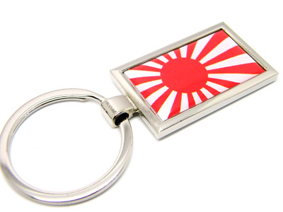 Japan aufgehende Sonne Abzeichen japanischer Fähnrich Schlüsselanhänger rechteckig Metallflagge Geschenk