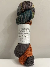 Hand Dyed Yarn Skein Multicolor Purple Blue Orange Gray 100% SW Merino Wool