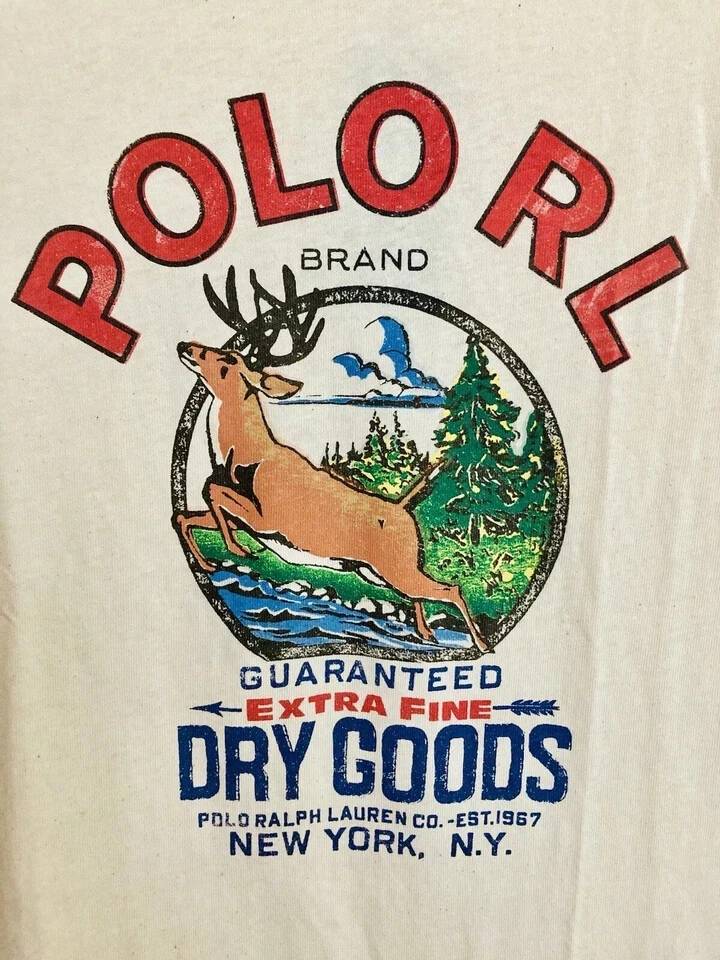 Ralph Lauren Polo Dry Goods Country Cream Deer T Shirt Men's SZ L - Image 3 of 3