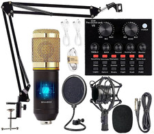 Home Podcast Equipment Bundle with Microphone BM-800 Mic with Live Sound Card