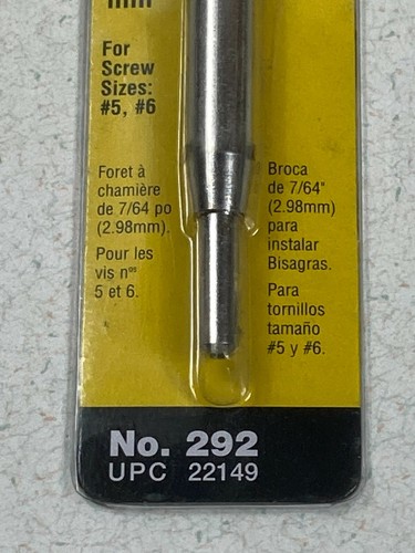 General Tools 292 7/64 Inch Self Centering Hinge Bit for #5 & #6 Screw Sizes - Picture 5 of 7