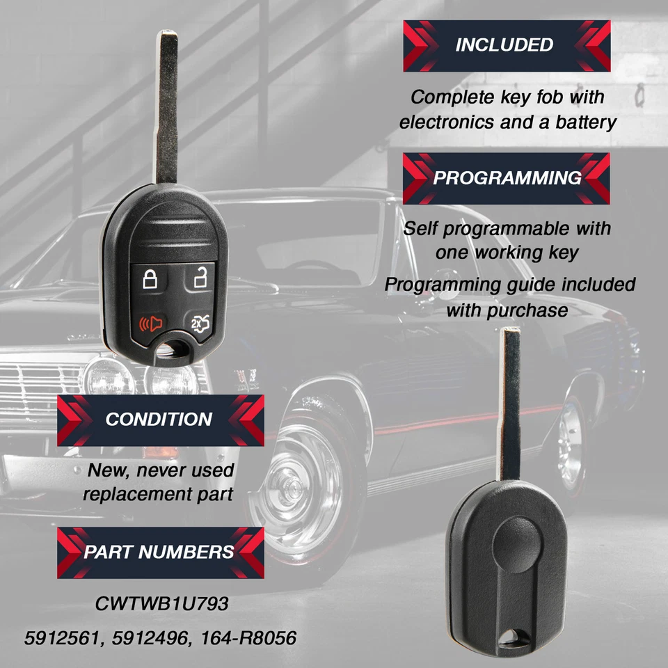 Remote Car Key Fob 4BTN for 2007 2008 2009 2010 2011 Mazda Tribute CWTWB1U793 Foto 4 de 4