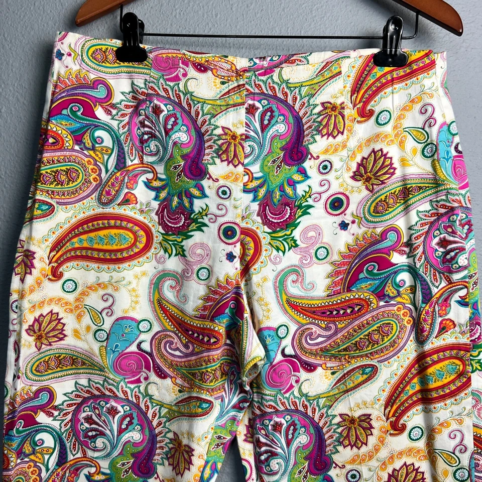Sharon Young Y2K Boho Paisley Print Crop Pants Colorful Bohemian Casual Size 10 - Image 2 of 4