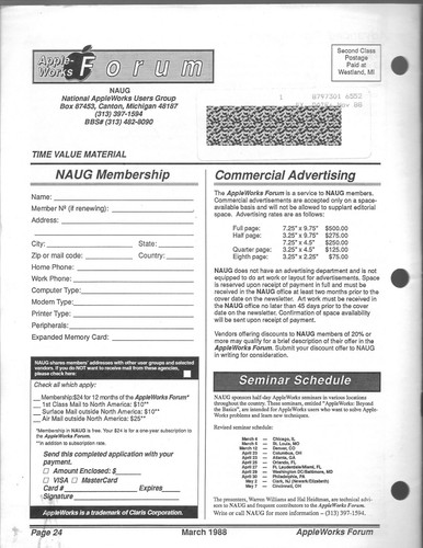 AppleWorks Forum Magazine, March 1988 for Apple II II+ IIe IIc IIgs - Picture 2 of 3