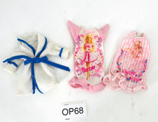 3 Piece Vintage Barbie Sleepwear 2 Pink Barbie Nightgowns White/Blue Robe
