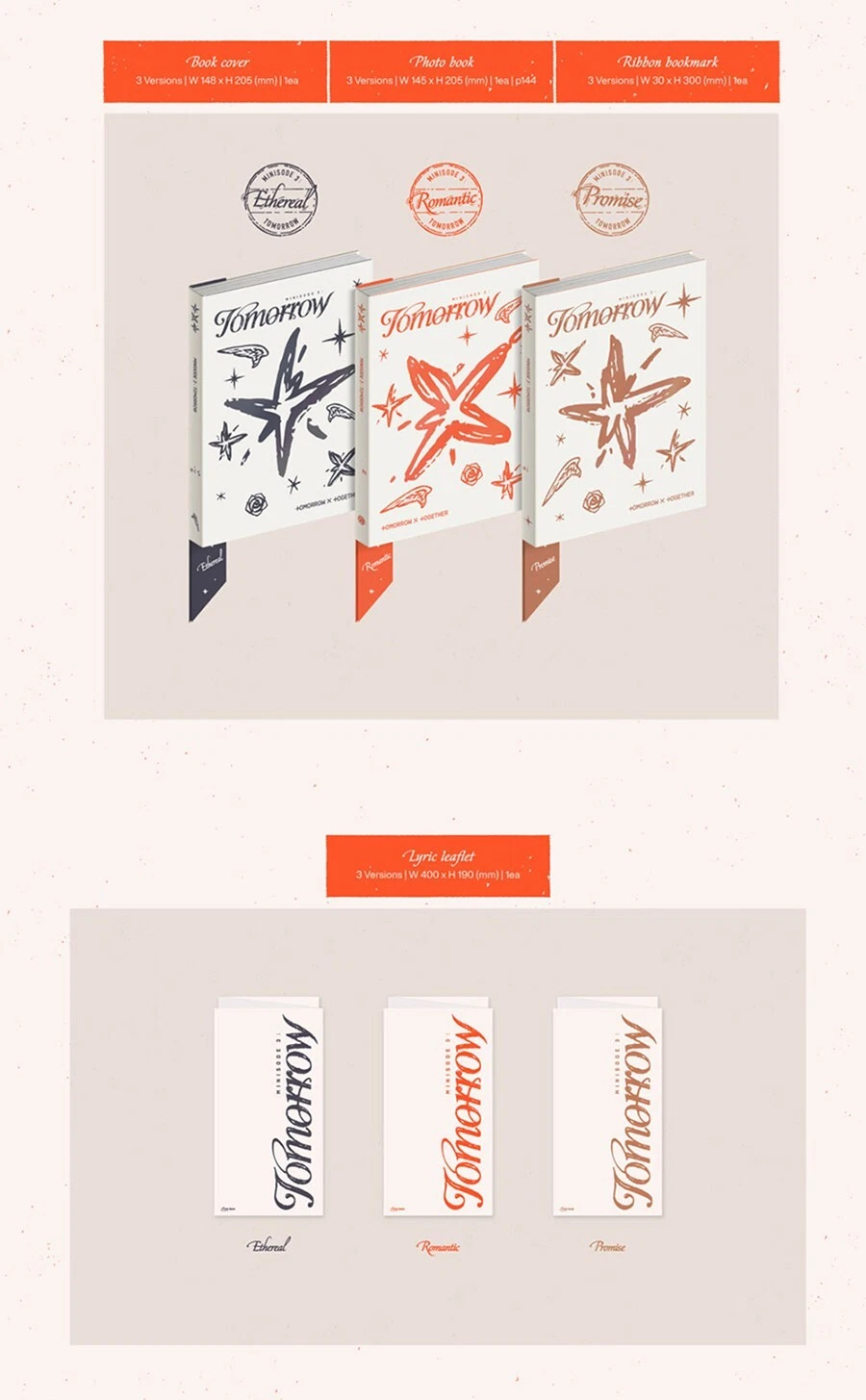 TXT [MINISODE 3:TOMORROW] Album 3 Ver SET/3 CD+3 Photo Book+