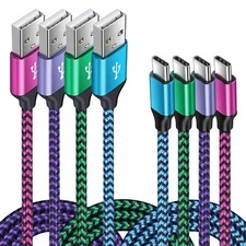 4Pack USB C Fast Phone Charger A to Type C Charging Cable Android Car Power C...