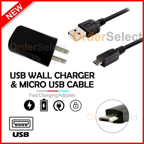Micro USB Cable+Wall Charger Mini for Phone Alcatel APPRISE/Nokia C10/Nokia C20 - 第 1/10 張圖片