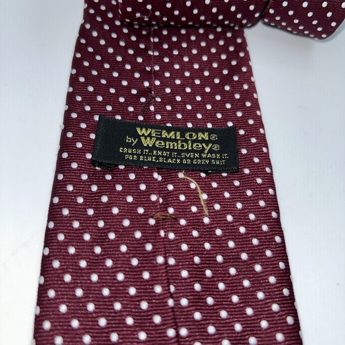 Wemlon Wembley Tie Vintage Polka Dot Maroon Classic - Picture 4 of 5
