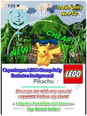 Pokemon Pikachu Copenhagen Stamp Rally LEGO Background Non Shiny Go
