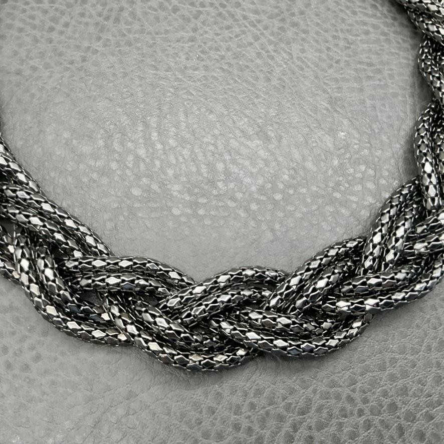 Express Necklace Braided Chain Statement Silver T… - image 5
