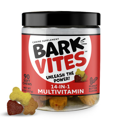 BarkVites 14-in-1 Multivitamin Soft Chews for Dogs Turmeric Quercetin Zinc 90ct