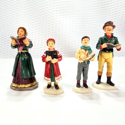 Vintage Lemax Snow Village Collection Adult Children Carolers Set of 4