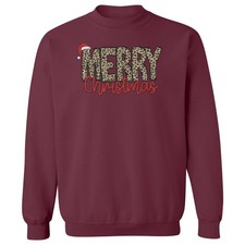 Merry Christmas Leopard Pattern - Xmas Matching Unisex Crewneck Sweatshirt