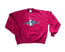 New York City Skyline NYC Sweatshirt Red Large 90 s WTC Statue Of Liberty Empire