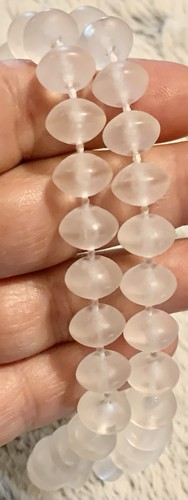 Vintage Pretty & Uniquely Shaped Frosted Clear Beaded & Knotted 18.25” Necklace - Picture 10 of 11