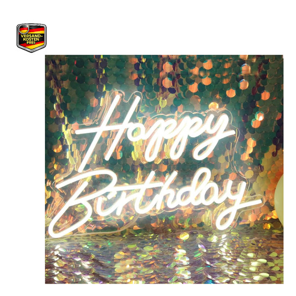 Led Neon Happy Birthday Schild Nachtlicht Geburtstagsfeier Dekorationen Weiß Usb-image