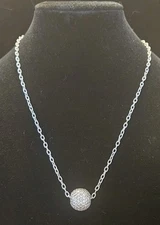 Judith Ripka Diamonique CZ Encrusted Ball Sterling Silver 18"Adj Inch Necklace