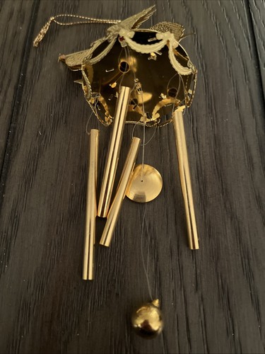 "Pequeño carillón de viento de cuerno soplador de ángel de metal tono dorado, Navidad aproximadamente 6""" - Imagen 3 de 9