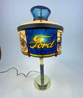 VTG 1970s Ford Motor Co Dealer Desk Lamp Tiffany Style Faux Stained Glass Tested
