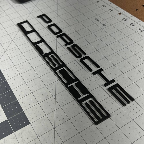1pcs PORSCHE Matte Black Emblem Badge Letters for rear of car - Picture 4 of 7