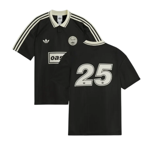 adidas x Oasis Tour Jacquard Jersey Logo Top Black Originals Retro Polo Men Size - 第 1/6 張圖片