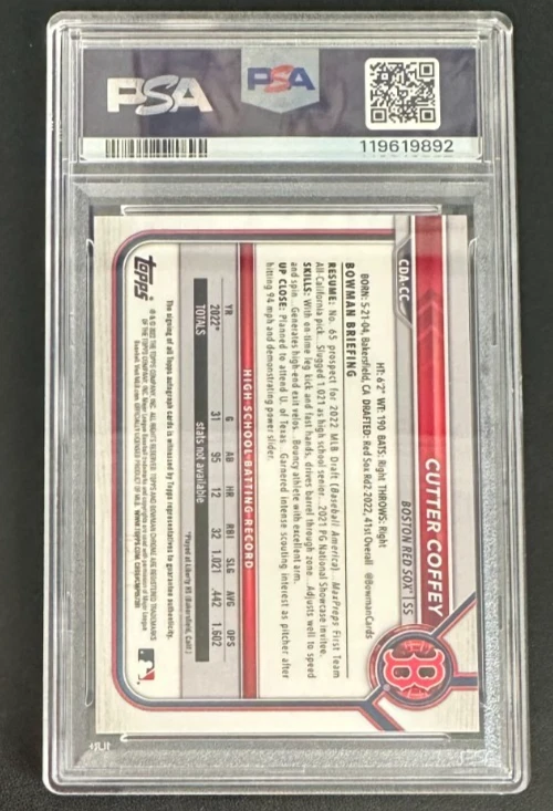 2022 Bowman Draft Chrome CUTTER COFFEY 1st Bowman Auto Gold/ 50 (Boston) PSA 9 - Image 2 of 2