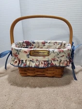 Longaberger 1998 Dresden Tour Basket II W/ Fabric / Liner & Handle 