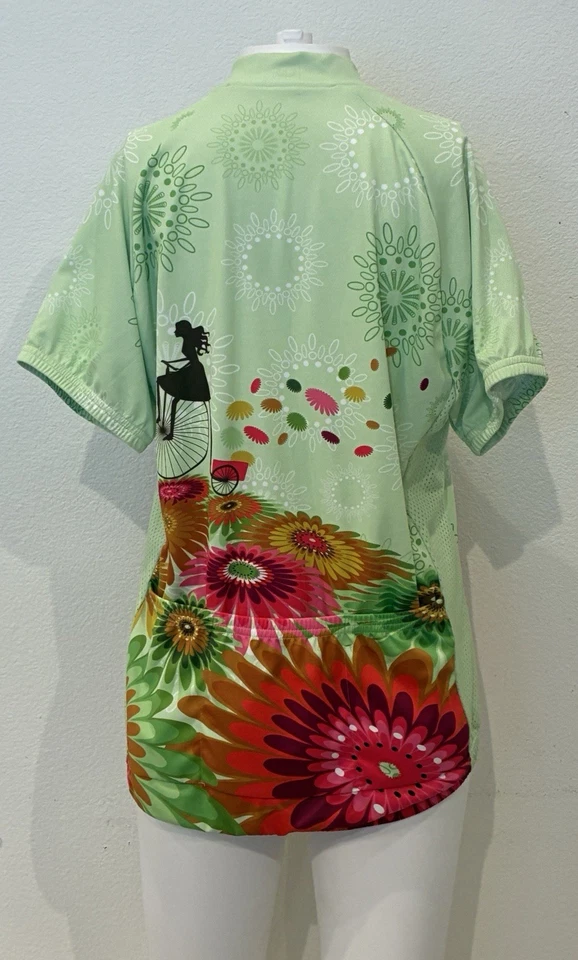 Ropa deportiva 83 para mujer XL camiseta de ciclismo verde niña en bicicleta floral manga corta Foto 4 de 4