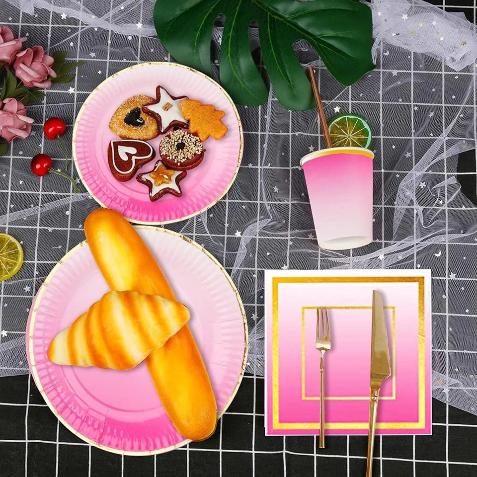 Conjunto de copos guardanapos pratos azuis rosa suprimentos para festa revelação de gênero 250 peças - Imagem 2 de 4