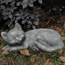 Garden Sleeping Cat Memorial Stone Cat Grave Marker Remembrance Kitten Statues f