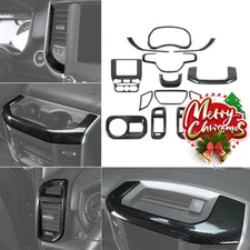Full set Interior Decoration Dash Cover Trim Kit for Dodge Ram 18+ Carbon Fiber