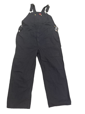 Dickies Men's Classic Multi Pocket Bib Overalls 44x32 DB100RBK Rinsed Black