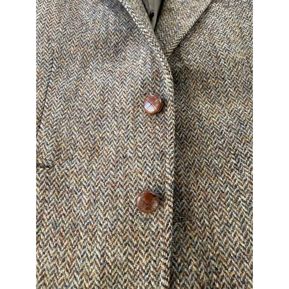Harris Tweed Brown Herringbone Handwoven Scottish Wool Mens Blazer 42R - Image 4 of 4