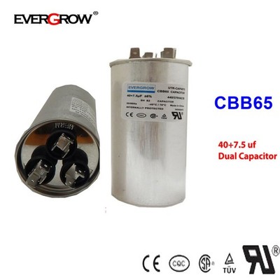 EverGrow 40/7.5 uf MFD x 440 VAC # 97F9882  Dual Capacitor