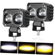 LED Motorcycle Driving Fog Lights, 2.5 Inch 2PCS 40W Dual Color LED Pods Spot
