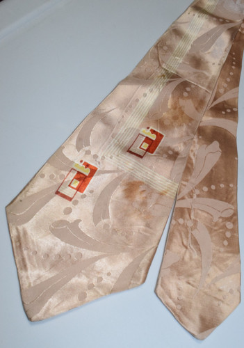 Neck Tie VTG Grunge Swing Tie 40s Champagne Rayon Satin Reddish Window 51  x 4"