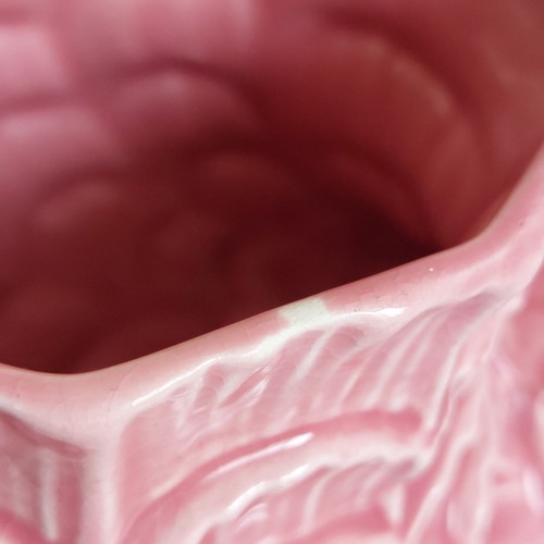 Vintage Cornucopia Horn Milk Jug Creamer Pink Majolica Fish Scales H 11cm FLAWS - Picture 6 of 22