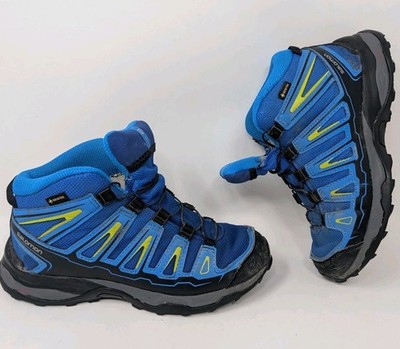 Salomon GORE-TEX Mid Hiking Boots Blue Quicklace Youth US 4 EU 36 390294